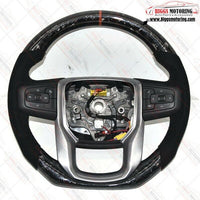 Custom Forged Gloss Carbon Flat Bottom Steering Wheel Fits 19-24 GM Truck