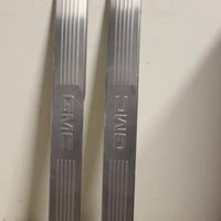 2007-2013 Gm Door Sill Plates Brushed Stainless Steel Front W/ Logo