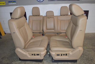 2009-2014 F-150 Crew Cab Front&Rear Seat Tan Leather Set Oem Powered Heat Cool