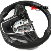 Fits 2014  Chevy Camaro Custom Carbon Fiber & Leather Flat Bottom Steering wheel