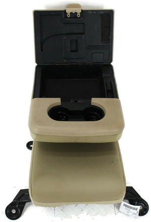 1999-2010 Ford F250 Center Console Jump Seat  W/ Storage  & Cup Holder Tan - BIGGSMOTORING.COM