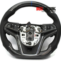 Fits 2014  Chevy Camaro Custom Carbon Fiber & Leather Flat Bottom Steering wheel