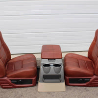 99-2010 FORD SD F250 F350 KING RANCH REAR LEATHER BUCKETS SEATS & CONSOLE WMOUNT