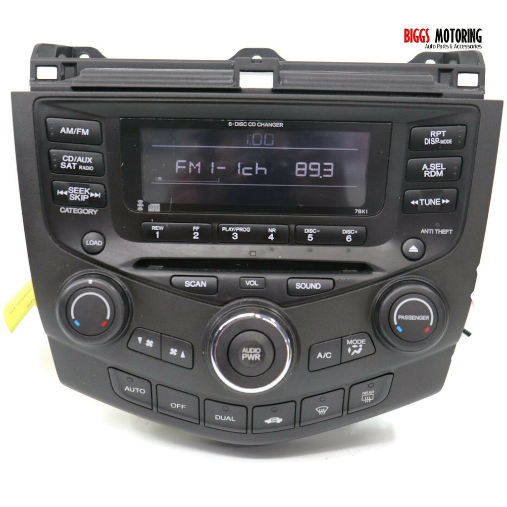 2003-2007 Honda Accord Radio 6 Disc Cd Player Ac Control 39175-SDA-L110-M2 - BIGGSMOTORING.COM