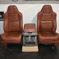 99-2010 FORD SD F250 F350 KING RANCH REAR LEATHER BUCKETS SEATS & CONSOLE WMOUNT