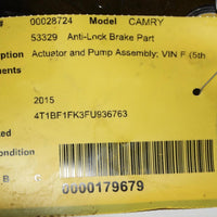 2015 TOYOTA CAMRY ANTI LOCK ABS BRAKE PUMP MODULE 44540-06180