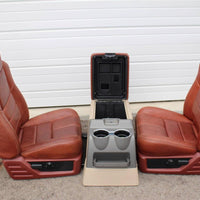 99-2010 FORD SD F250 F350 KING RANCH REAR LEATHER BUCKETS SEATS & CONSOLE WMOUNT