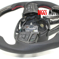 Fits Dodge Challenger Custom Carbon Fiber & Leather Flat Bottom Steering Wheel