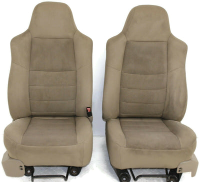 1999-2010 Ford F250 Passenger & Driver Side Front Seat Tan Cloth - BIGGSMOTORING.COM