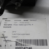 2007-2012 JEEP PATRIOT RIGHT PASSENGER POWER SDIE VIEW MIRROR