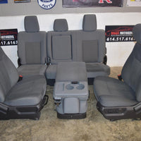 2011-2016 F-250 Front & Back Seat Set With Storage Compartment Gray Cloth Oem