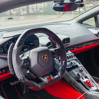 15-18 Lamborghini 610-4 Huracan Carbon Fiber Steering Wheel upgraded Leather - BIGGSMOTORING.COM