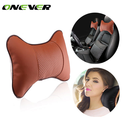 1Pcs Car Neck Pillow PU Leather Seat Car Seat Head Neck Rest Headrest Car Rest Cushion For Universal Car 28X20CM - BIGGSMOTORING.COM