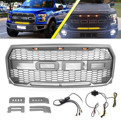 1Set Car Front Racing Grille For Ford F150 Raptor 2015-2018 - BIGGSMOTORING.COM